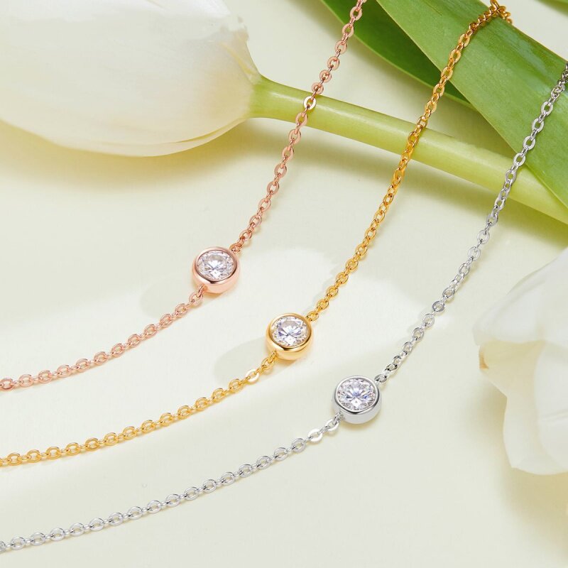 PT950铂金进口D色莫桑石单钻手链AU750白金50分泡泡手链个性简约