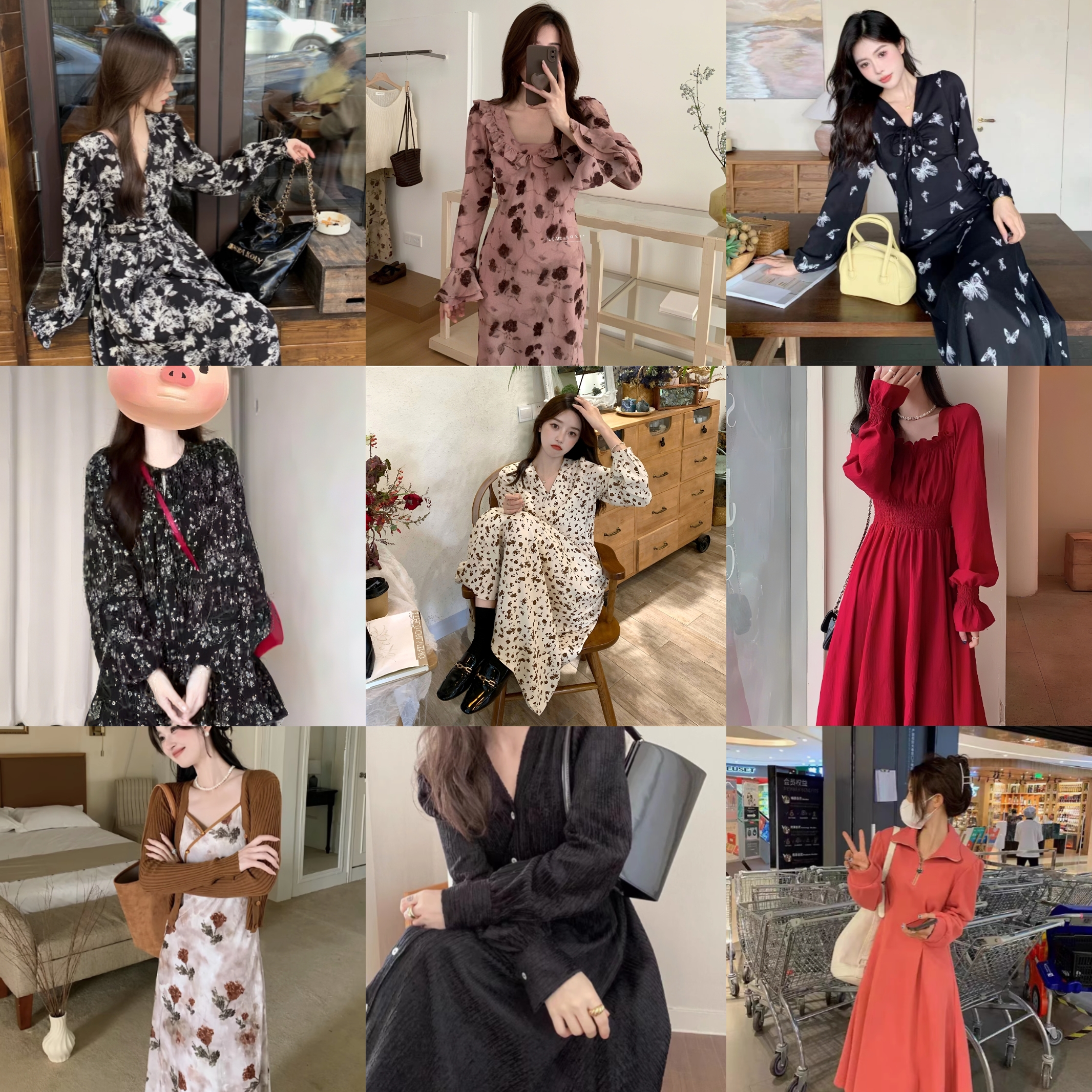 BX2025春季新款碎花连衣裙女小个子纯欲风收腰显瘦包臀裙