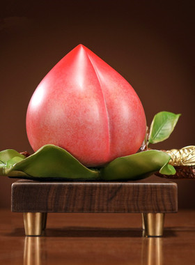 油师傅黄铜大寿桃摆件工