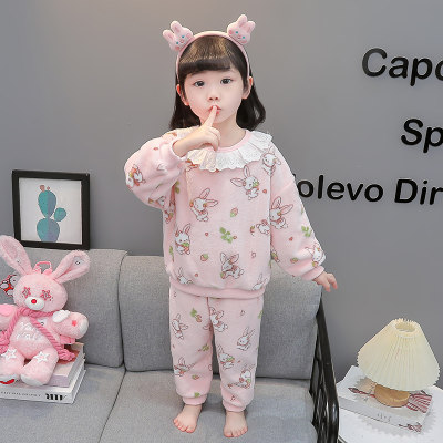 珊瑚绒女童冬季家居服套装