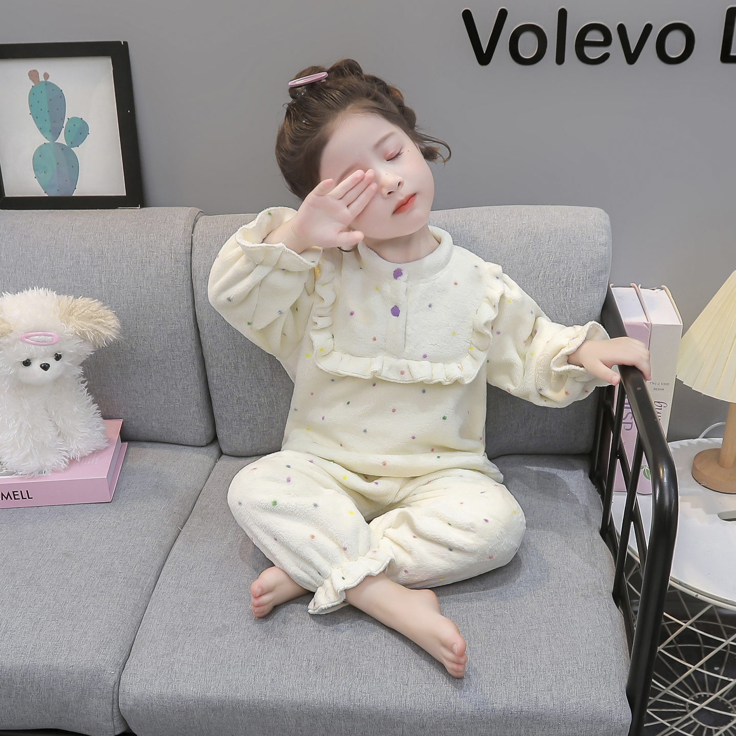 女童睡衣秋冬季法兰绒加厚珊瑚绒