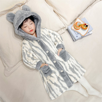 男童法兰绒加厚珊瑚绒睡袍