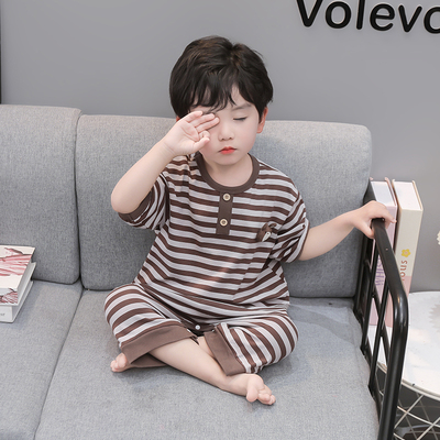 男童睡衣夏季款莫代尔条纹小熊