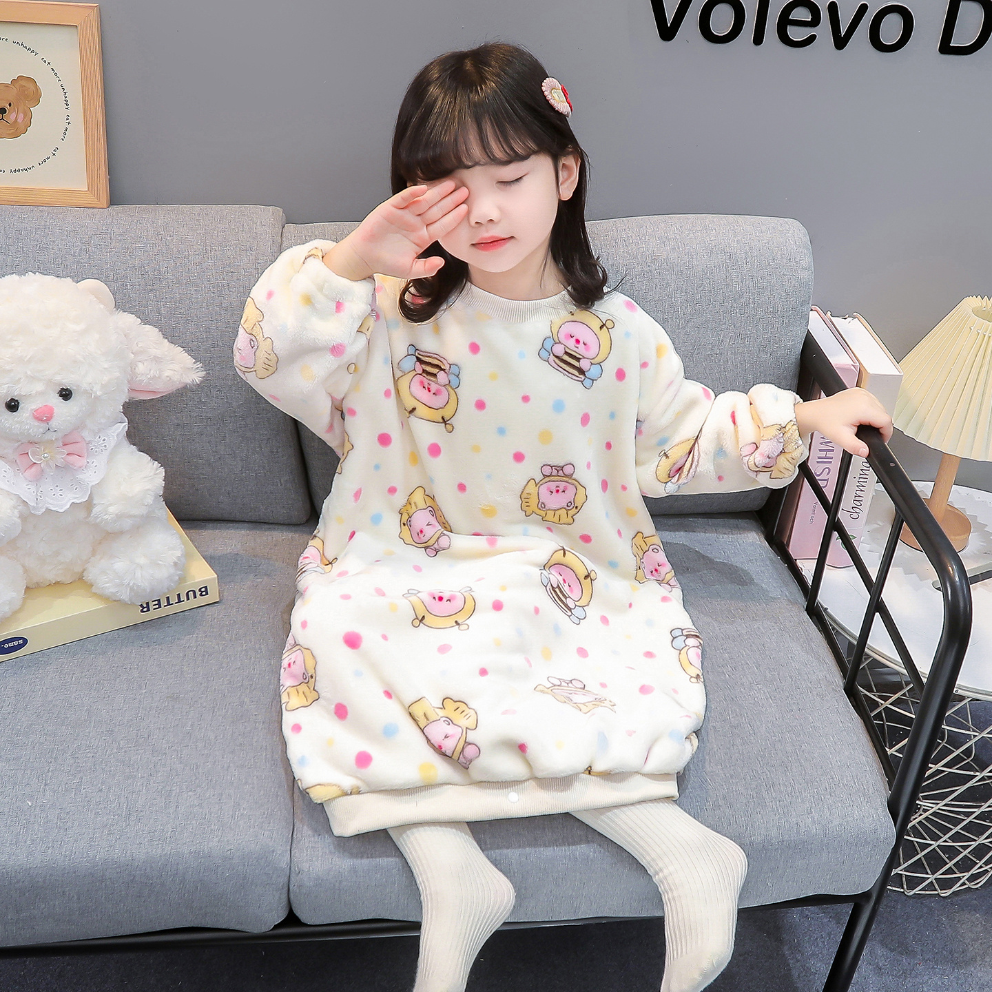 女童法兰绒睡裙秋冬季2025新款