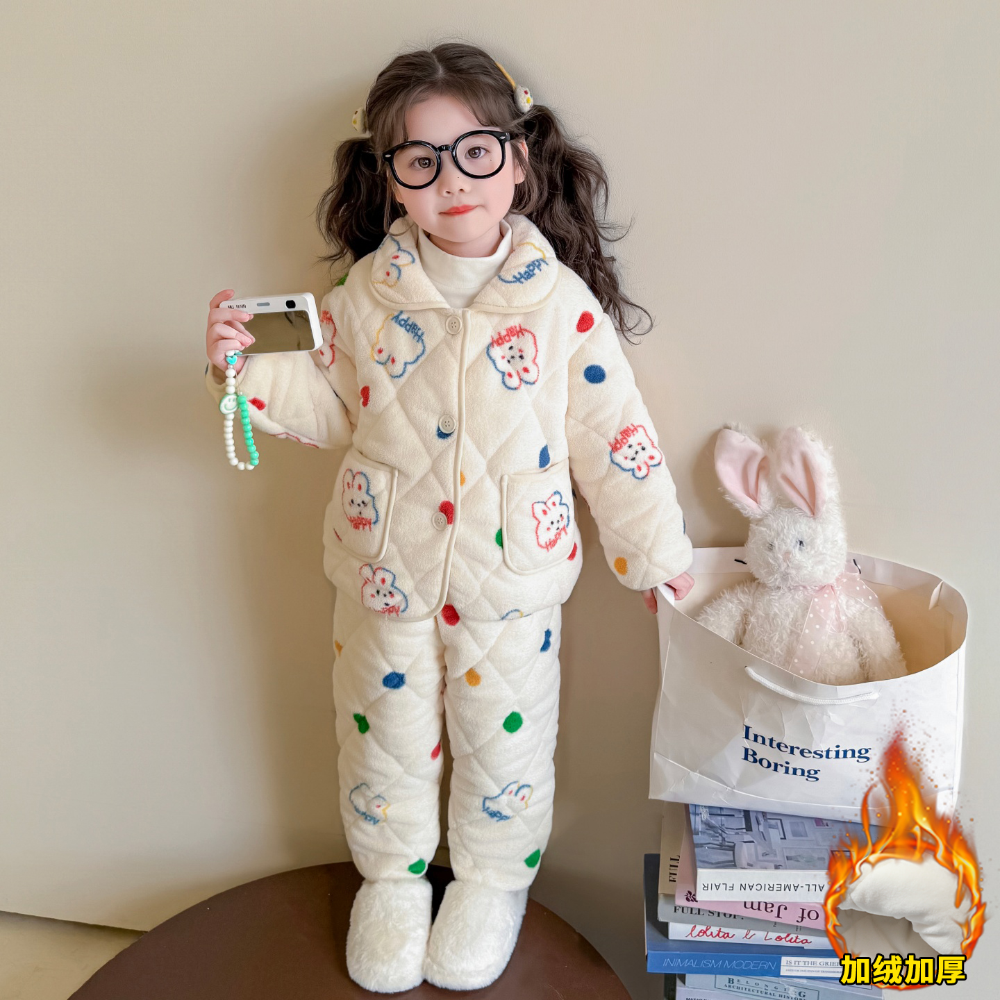 女童珊瑚绒家居服套装