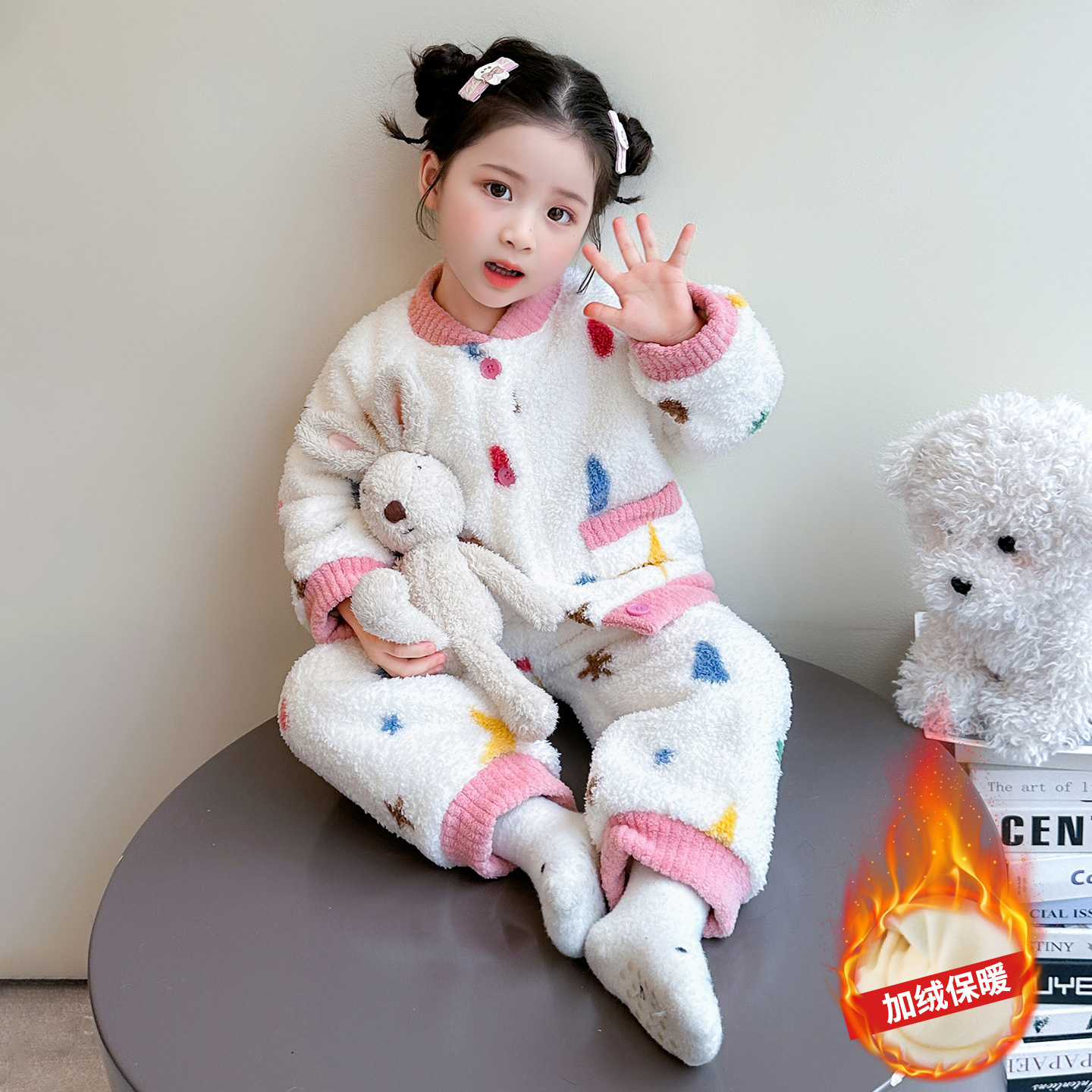 儿童双层加厚睡衣套装