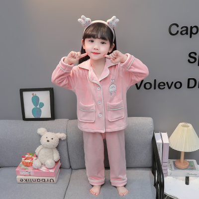 女童睡衣秋冬款2025新款儿童珊瑚绒分体套装女宝宝冬季公主家居服