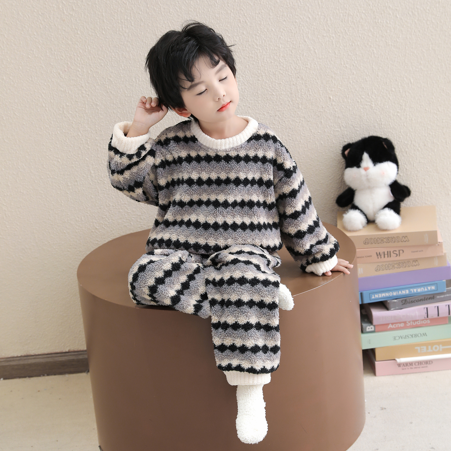 儿童法兰绒睡衣套装珊瑚绒家居服