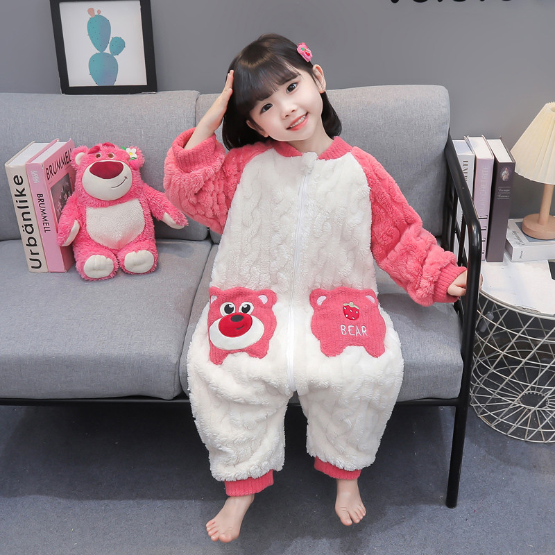 加厚防着凉家居服睡袋女孩珊瑚绒