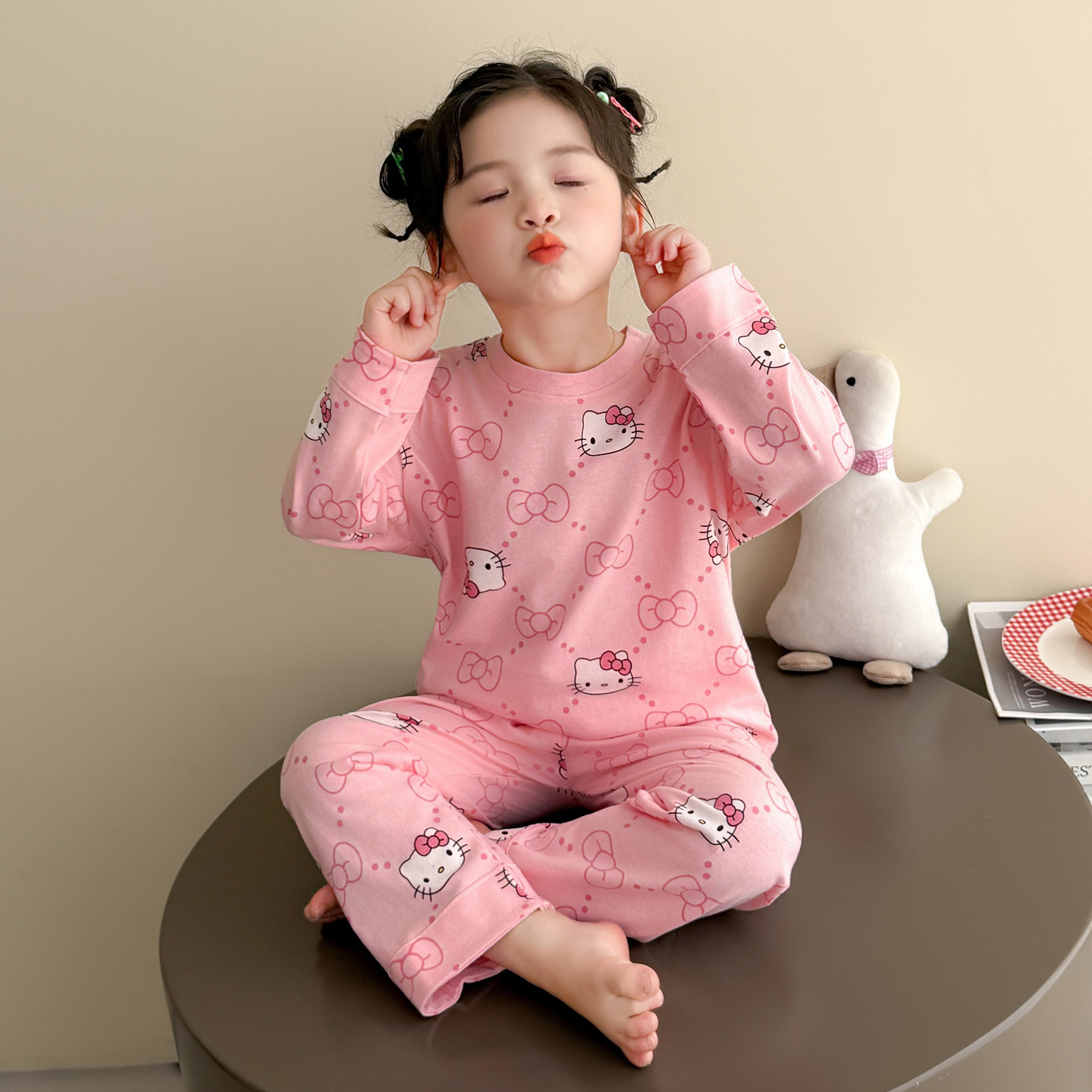 儿童睡衣女童春秋款长袖长裤2025年新款纯棉KT猫印花套装家居服,童装/婴儿装/亲子装,家居服套装,淘宝优惠券,粉丝福利购,淘宝优惠卷
