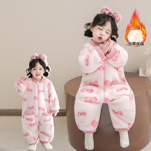 女宝宝珊瑚绒连体睡衣女孩加厚
