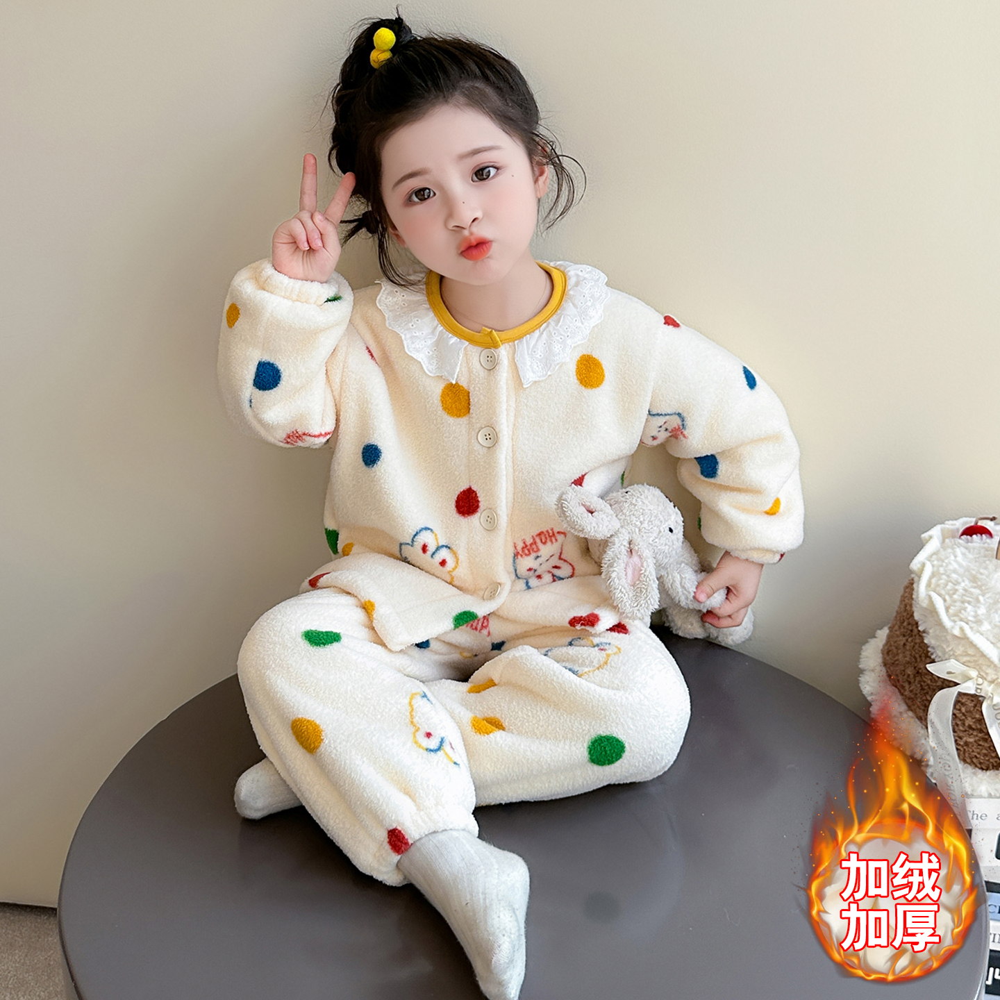 女童睡衣套装2025新款秋冬