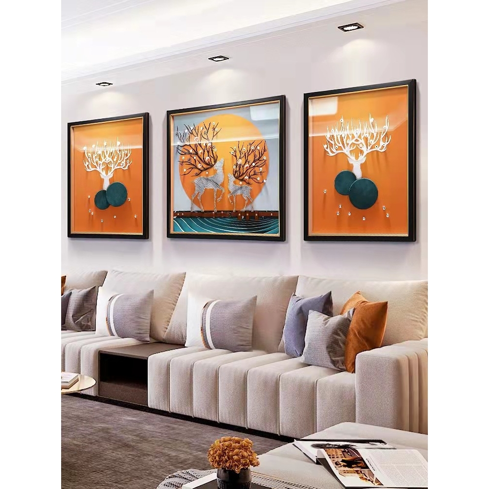 手工立体实物画客厅装饰画沙发背景墙壁画现代简约轻奢风大气挂画