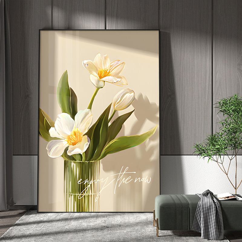 花卉装饰画法式北欧简约风玄关挂画客厅落地画卧室餐厅壁画图片