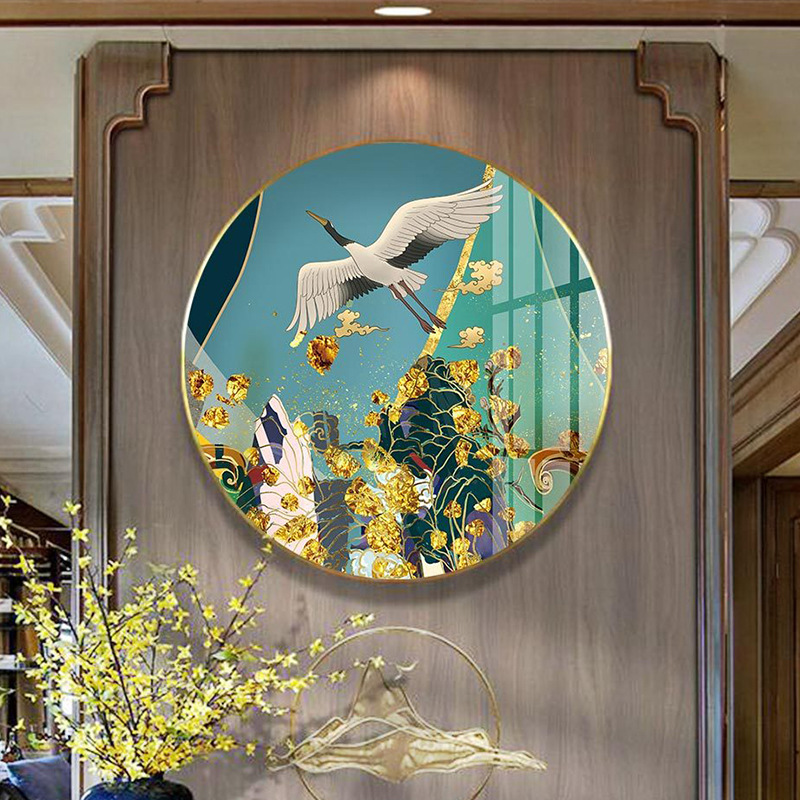 新中式客厅装饰画现代玄关圆形挂画餐厅卧室书房壁画走廊过道墙画图片