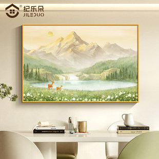 日照金山餐桌装 客厅新款 横版 挂画 饰画高档大气聚财山水画2026新款