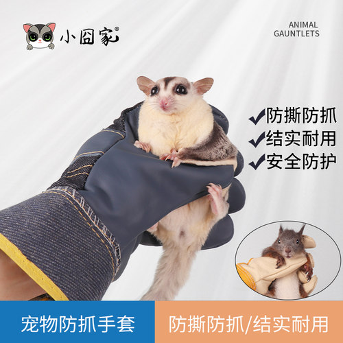 宠物防抓手套牛皮材质柔软不伤鼠