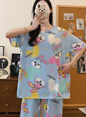 短袖短裤菠萝睡衣女夏天薄款套装可外穿学生可爱甜美家居服两件套
