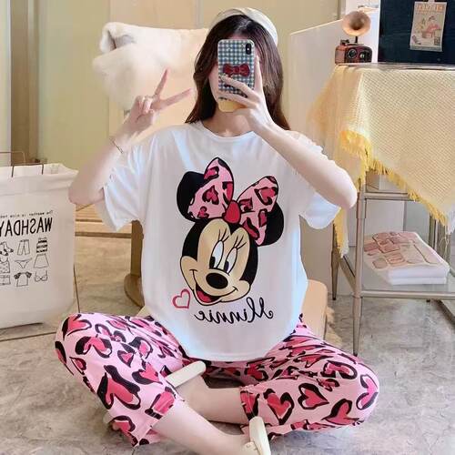 HelloKitty凯蒂猫短袖长裤睡衣女夏季新款可外穿家居服套装两件套