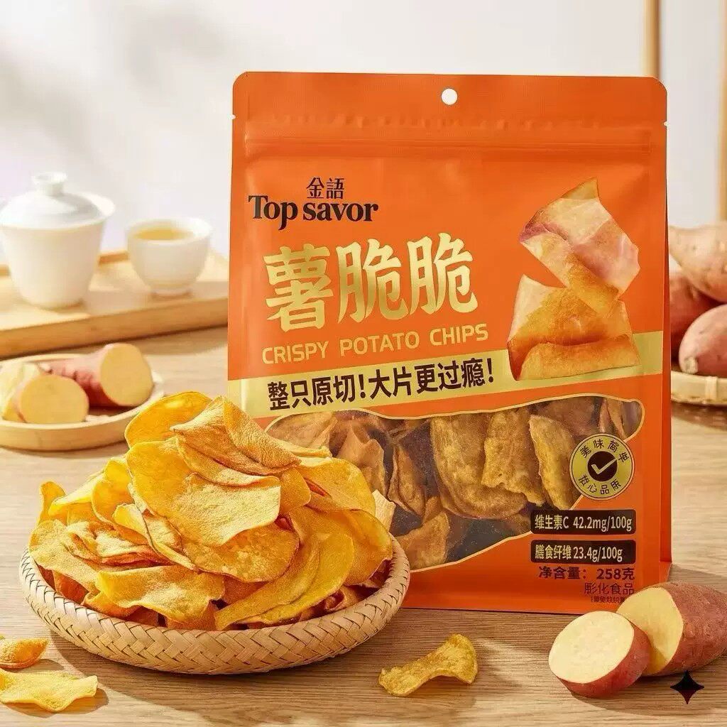 金语红薯片薯脆脆袋装258g高膳食纤维原切地瓜片即食膨化小零食