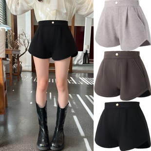 女童毛呢短裤2026秋冬款中大童宝宝打底裤休闲裤高腰呢子女孩靴裤