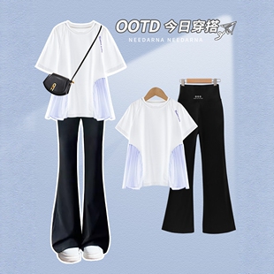 女童夏装套装2026新款大童瑜伽服夏季速干衣两件套儿童冰丝喇叭裤