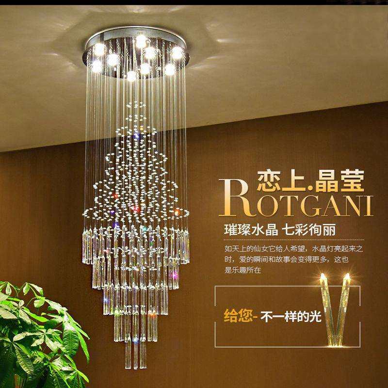 现代轻奢楼梯吊灯长吊灯复式楼客厅别墅loft公寓挑空大厅水晶灯