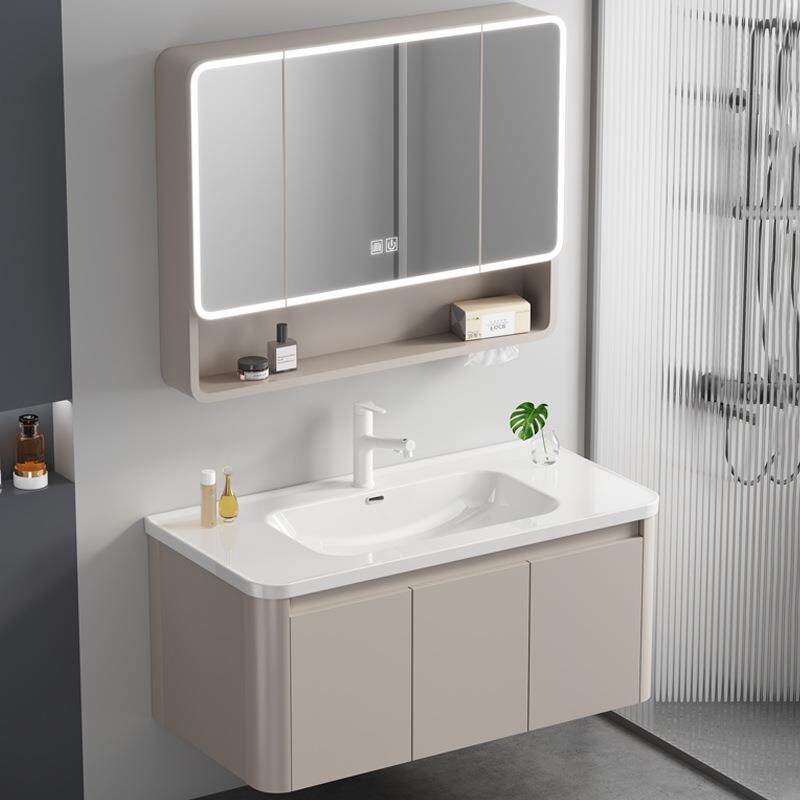 蜂窝铝板圆弧卫生间洗手池浴室镜浴室柜陶瓷一体套装洗手脸盆组合