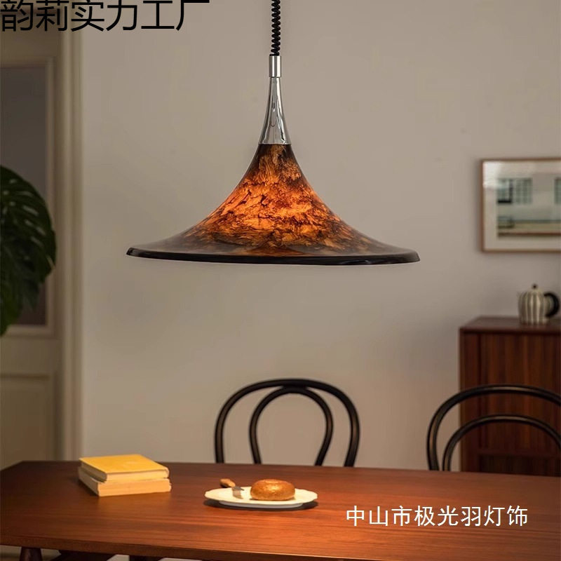 中古餐厅吊灯高端升降复古彩绘大厅岛台书房艺术创意设计师款灯具