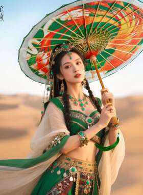 油纸伞防雨绿色纯手工复古传统新中式非遗伞女实用防晒汉服古风伞