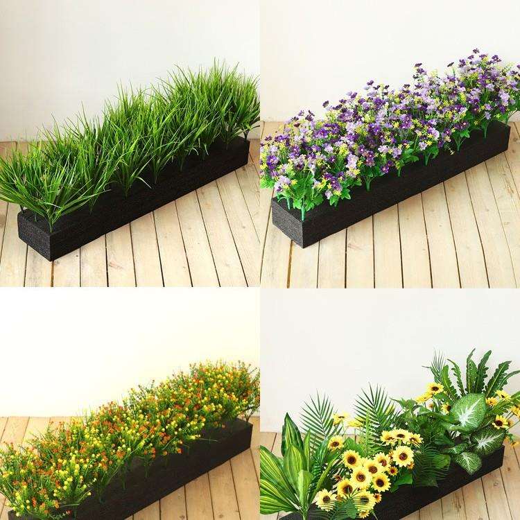 仿真綠植假花绿植装饰花箱花槽售楼部餐厅隔断套装娟花长栅栏插花