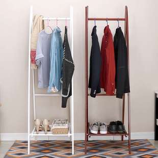 简易家用木制衣帽架卧室客厅挂衣架可折叠落地衣帽架衣帽间收纳架