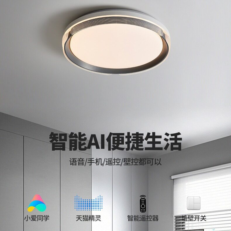 意式轻奢卧室吸顶灯极简2025新款高端圆形创意大气护眼书房吸顶灯