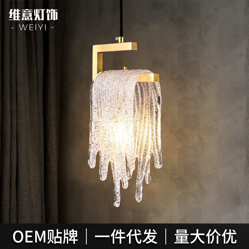 异形水晶餐厅吊灯现代北欧极简全铜餐桌吧台设计师灯具