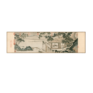 新中式春泉小隐图茶室装饰画客厅卧室古画国画山水人物横雅间壁画