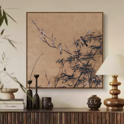 宋式美学花鸟挂画中古风客厅沙发