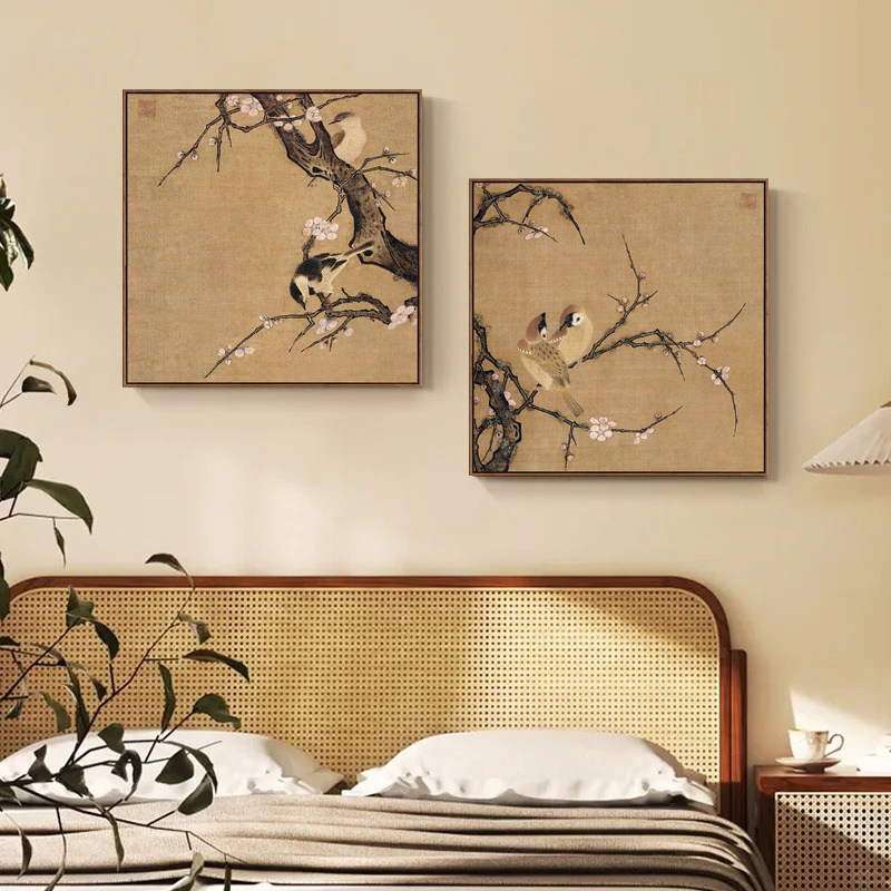 宋代美学中式花鸟复古艺术高级感挂画中古风客厅沙发背景墙装饰画