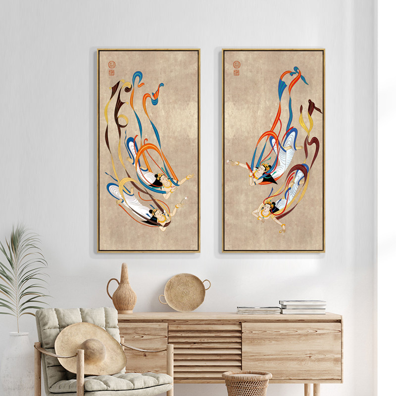 水墨宣言 新中式敦煌壁画飞天装饰画酒店宾馆饭店走廊挂画佛像