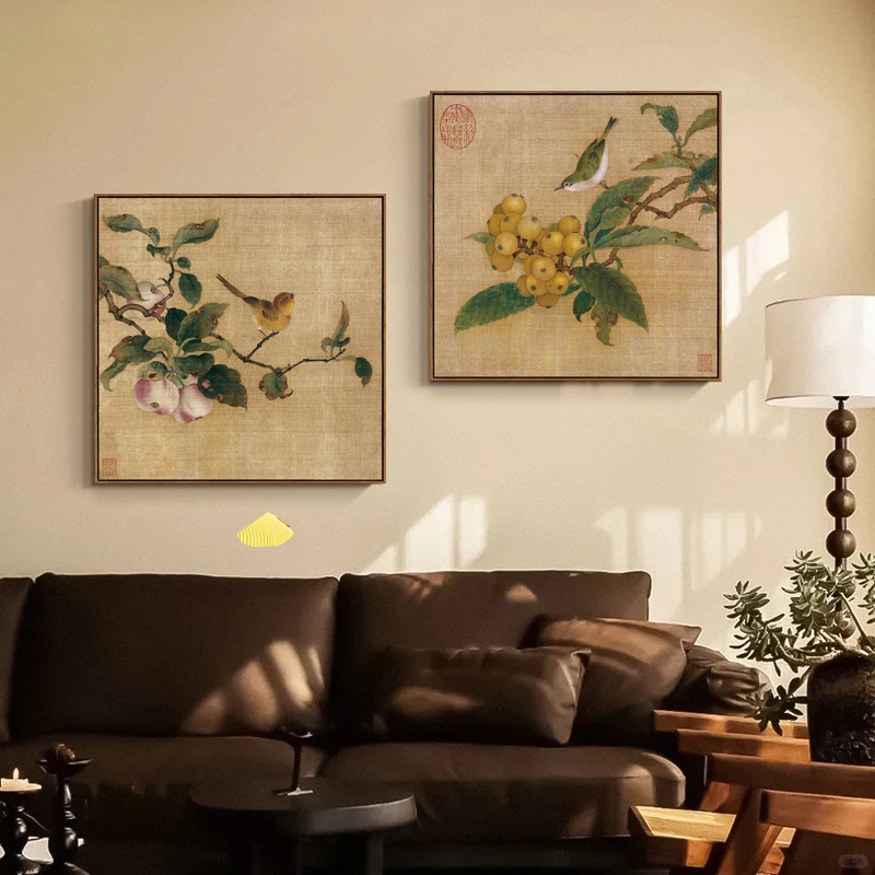 宋式美学花鸟挂画中古风客厅装饰