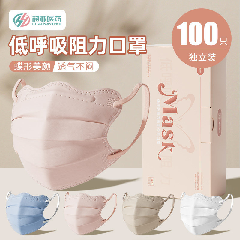 超亚低呼吸阻力蝶形口罩女高颜值图片