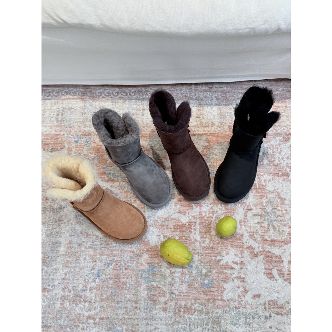 皮毛一体厚底中筒雪地靴