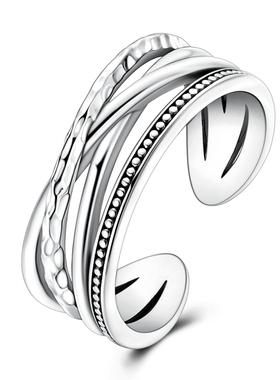 MYBEBOA美缤宝戒指女款2026新款多层纹理开口戒可调节独特漂亮戒