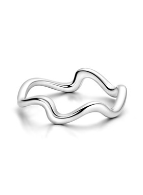 MYBEBOA/美缤宝 纯银S925 大波浪线条极简素银女士戒指简约小众