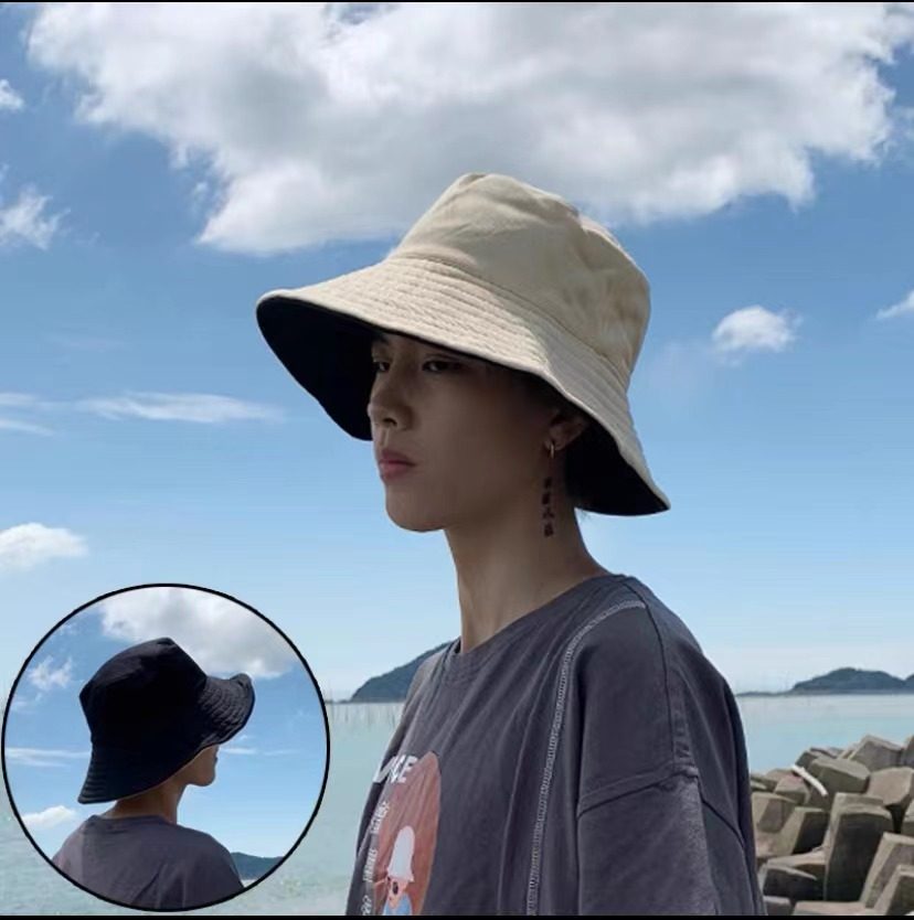 双面带戴渔夫帽男夏天帅气韩版百搭防晒遮阳大檐盆帽太阳帽子男潮