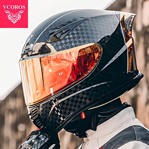 VCOROS碳纤维四季尾翼摩托车全盔