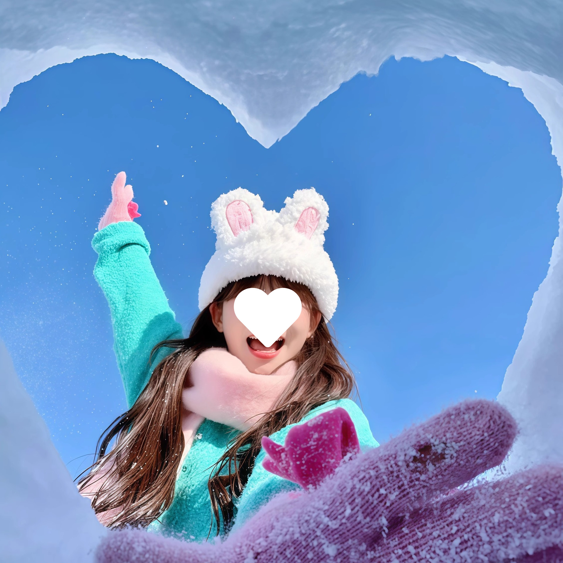 出片帽子可爱小兔子滑雪甜美显脸