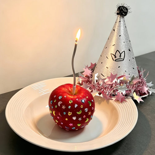 特别蛋糕！水钻苹果生日摆件装饰