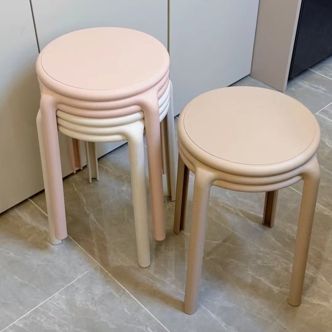奶油风凳子椅子可爱高板凳家用餐椅加厚叠叠乐圆凳新年乔迁备用凳,住宅家具,卡通凳/异形凳,淘宝优惠券,粉丝福利购,淘宝优惠卷