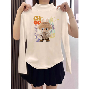 女童德绒打底衫内搭短款半高领秋冬儿童加厚加绒磨毛保暖修身上衣