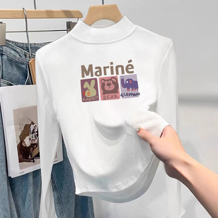 女大童德绒打底衫内搭半高领秋冬装2026新款儿童修身短款长袖上衣